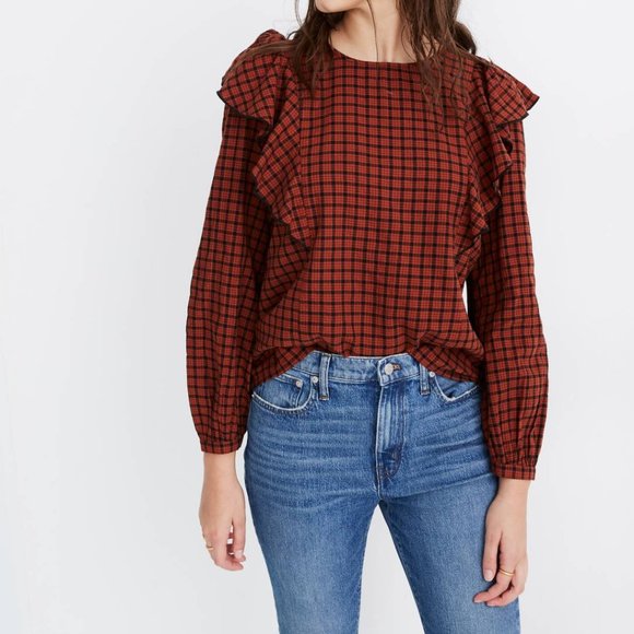 Madewell Ruffle Front Top - Picture 1 of 8